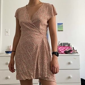 Brandy Melville Yellow Flower Print Wrap Dress